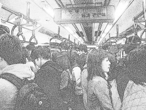 Crowded subway ride