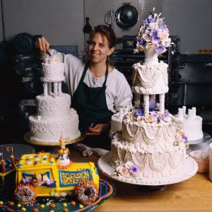 Some cakes: Kathy practiced decorating some cakes.