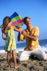 Father and Susan are flying ______ down on the beach. (kite)  ==> Father and Susan are flying a kite down on the beach.