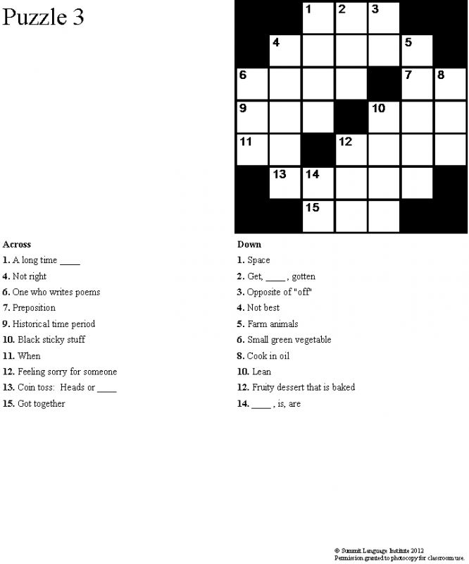Summit Language Institute Easy ESL Crossword Puzzles Book 4